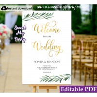 Greenery welcome sign template,Greenery wedding welcome sign template, (78)